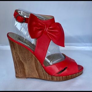 Valentino Garavani leather side bow wedge sandals